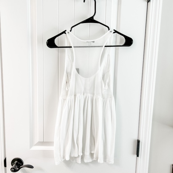 American Eagle White Peplum Sheer Racer Back Tank Top Size Small - Picture 2 of 7